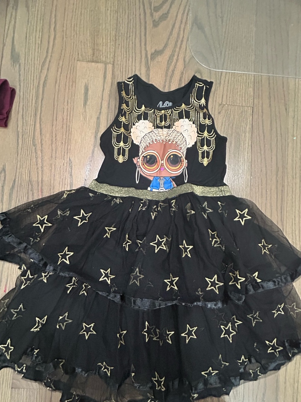 Girls Black & Gold Tulle Dress Size M 7/8 Surprise Brand Party Dress
